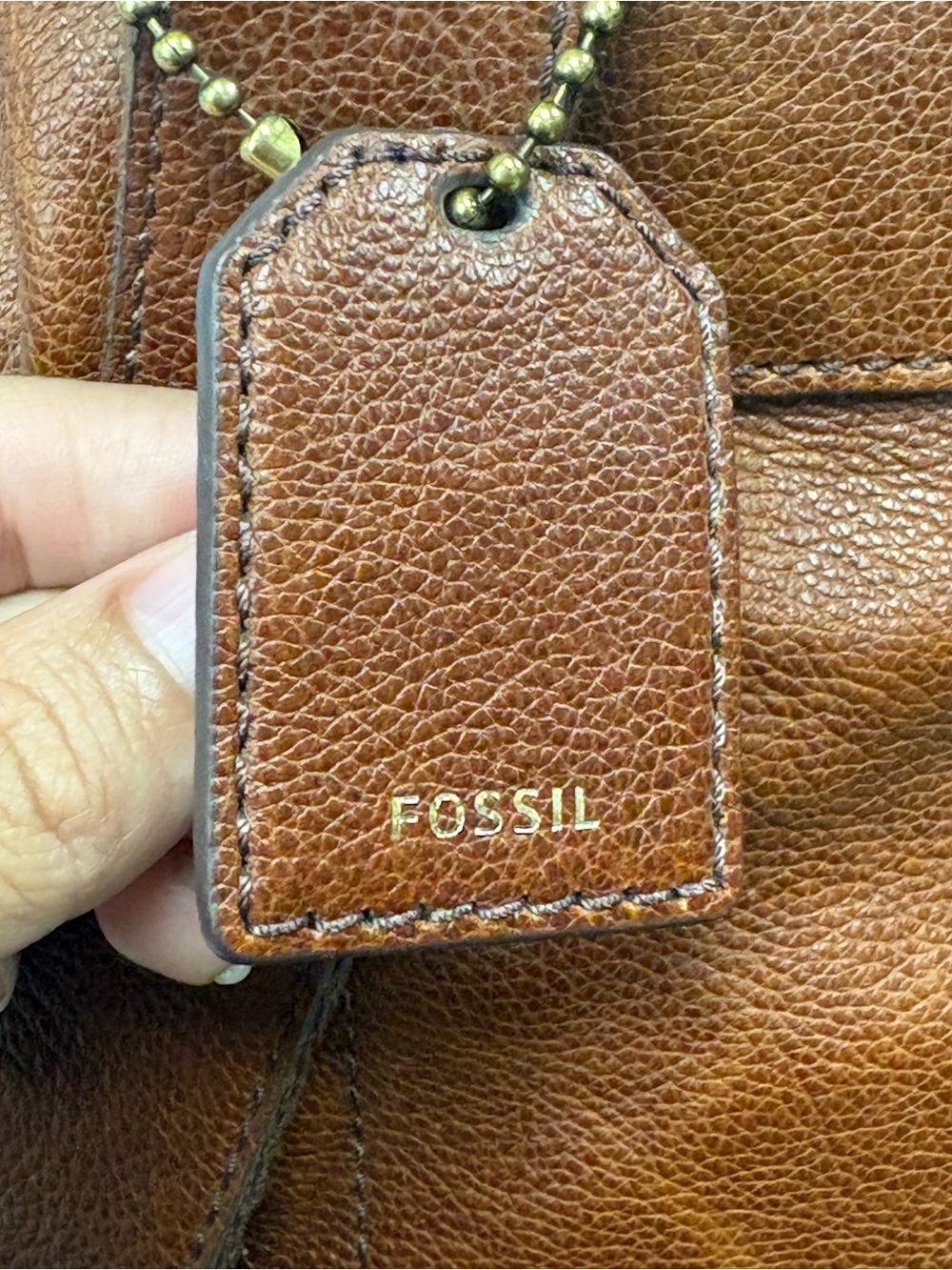 Fossil Tan Leather Backpack with Front Pocket - Picture 9 of 13